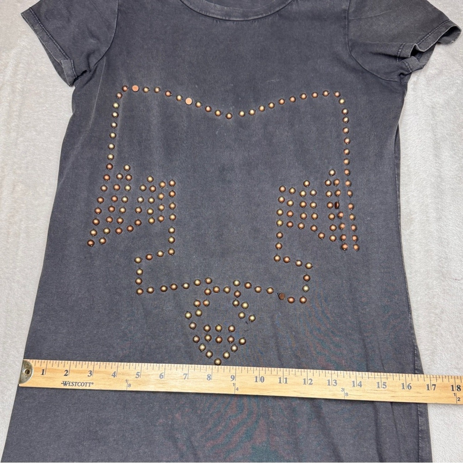 Vero Moda Grey Brown Beaded Grunge Rock Step Up Hem Mini Tunic T-Shirt Dress XS