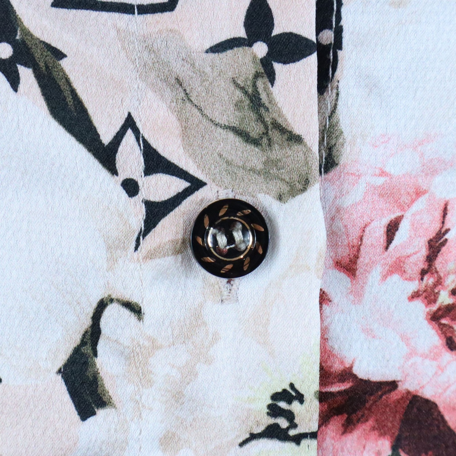 Louis Vuitton Pink Floral Monogram Shift Shirt Dress Button Up Women’s 42 US 10