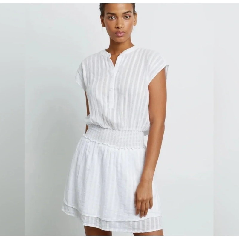 Rails Angelina White Stripe Cotton Sleeveless Dress Size S