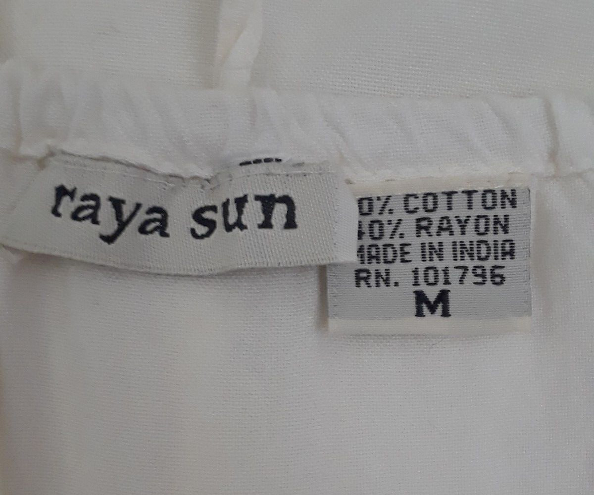 Raya Sun Women White Strap Pullover Button Lace Trim Tie Back Size M India