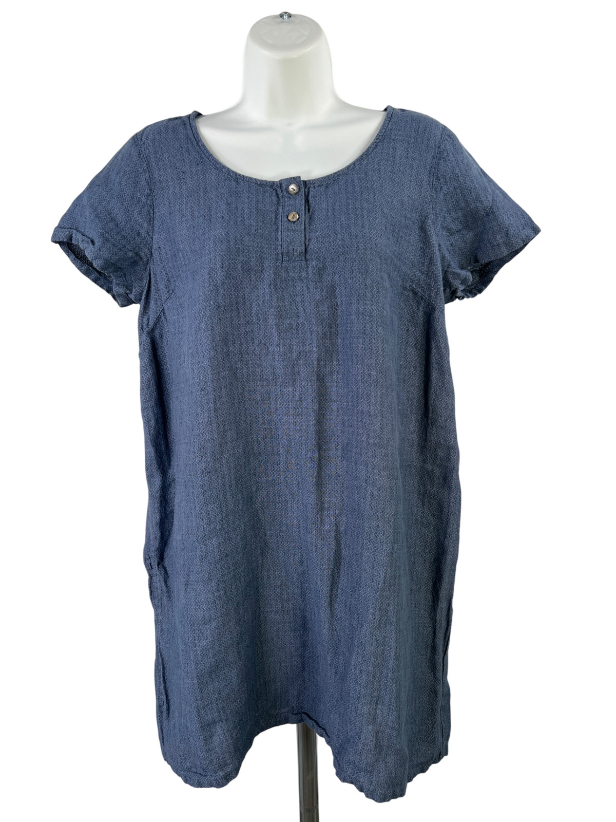 Pure J.Jill Women’s Blue Short Sleeve Linen Short T-Shirt Dress – S
