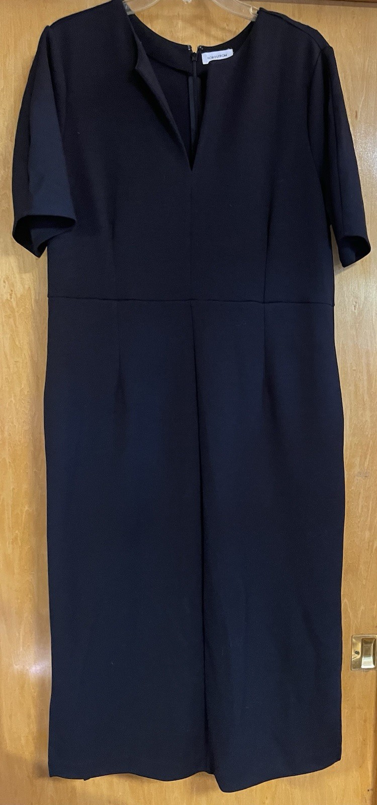 Nordstrom Women’s XL Black Short Sleeve Long Midi Shift Dress, Worn Once