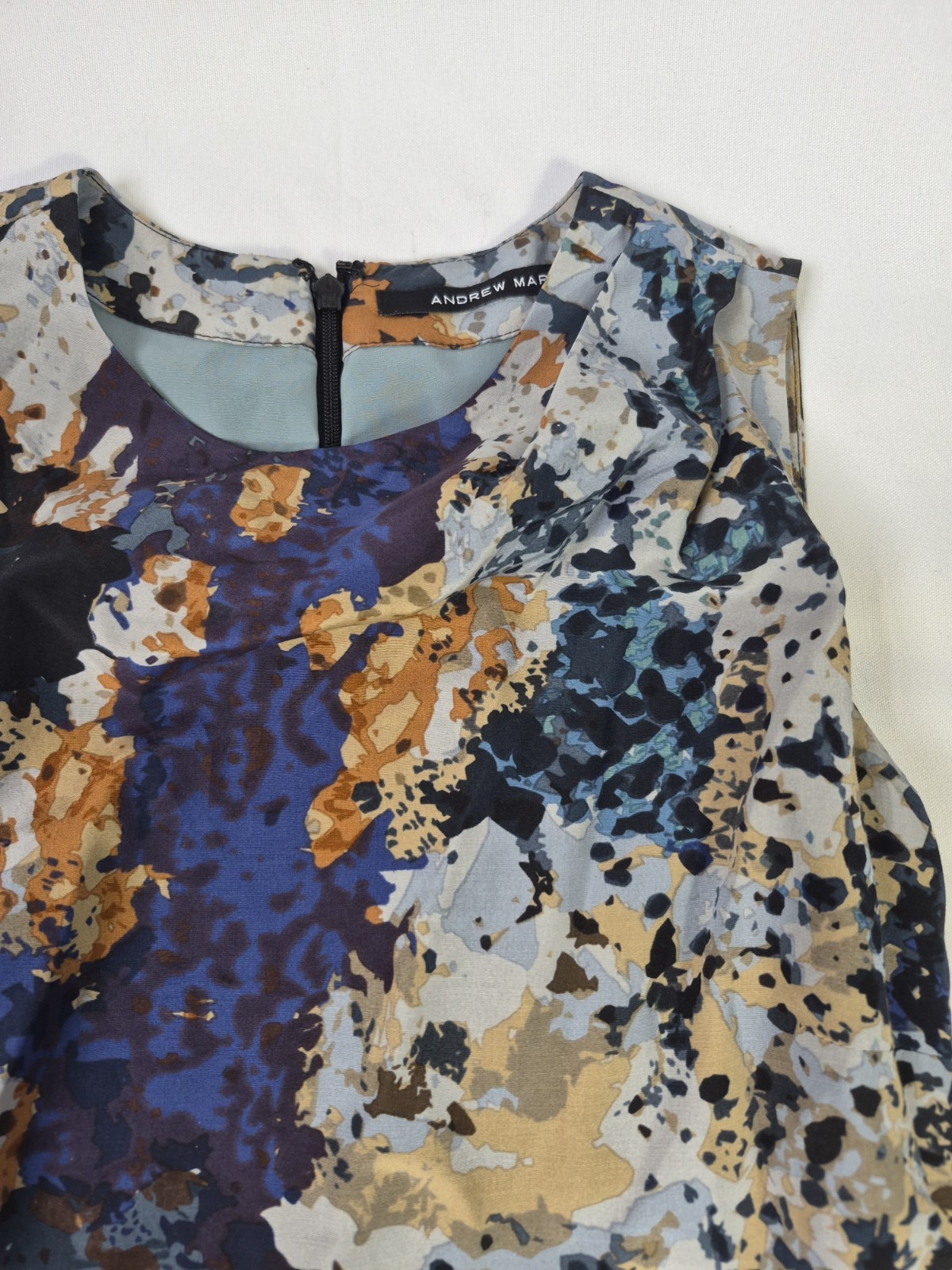 ANDREW MARC ADELE RIVER STONE FLORAL PRINT SILK COTTON SLEEVELESS DRESS$260-sz 0