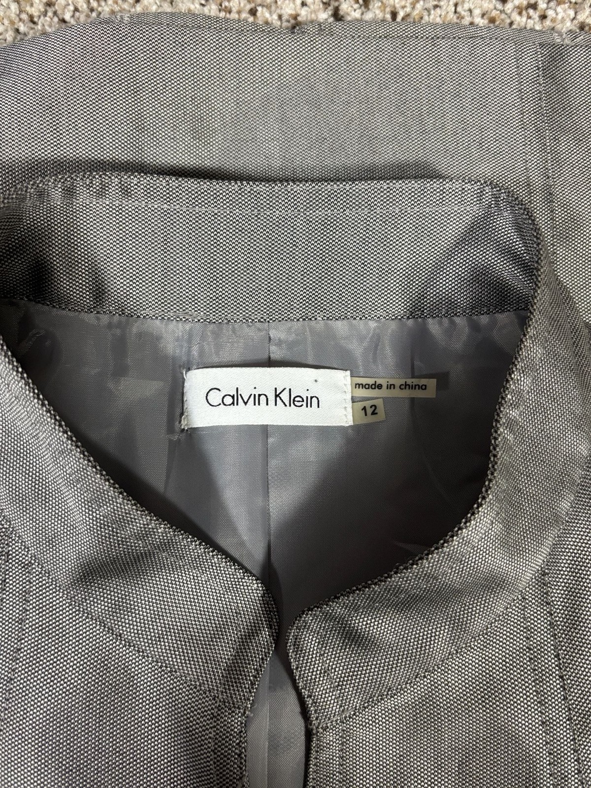 Calvin Klein Metallic Gray Button-Front Sheath Dress with Belt, Size 12