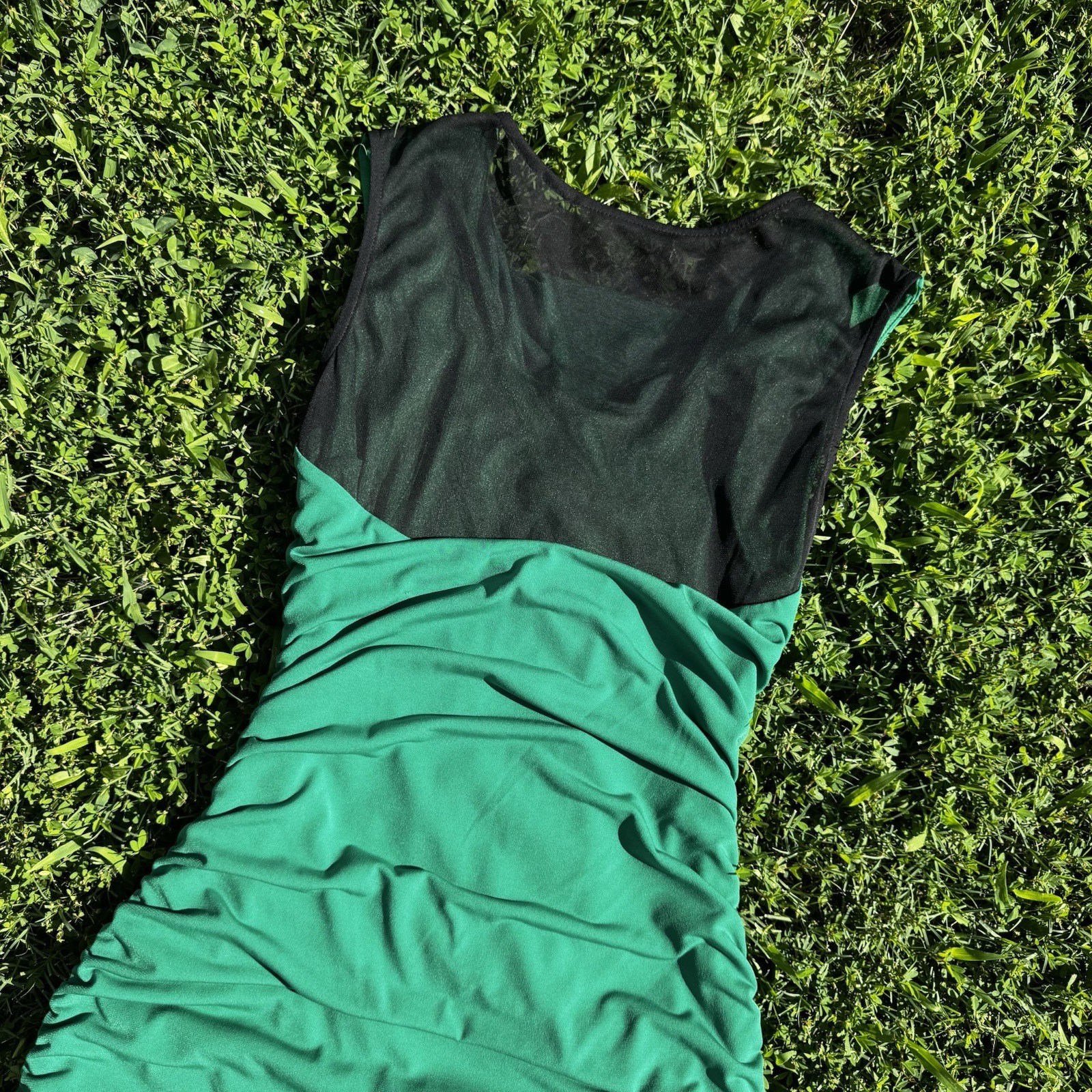 Sweet Storm Green Ruched Sleeveless Bodycon Mini Dress Cowl Neck Size L