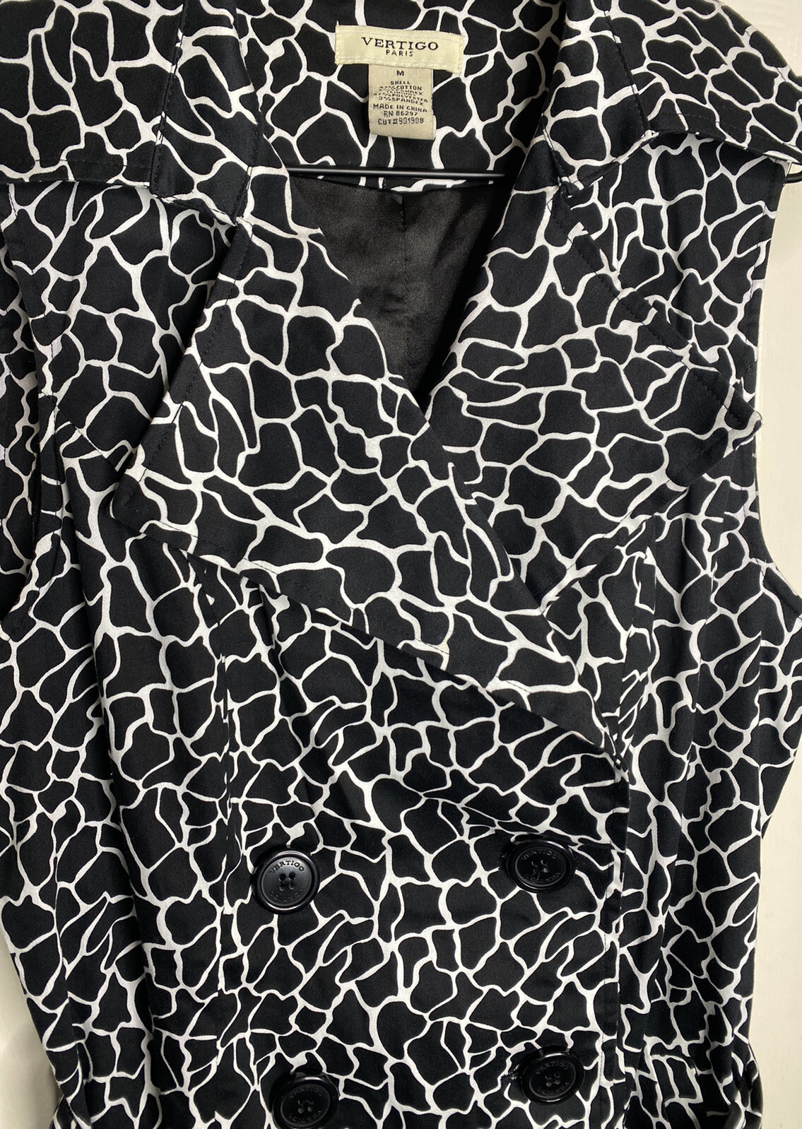 Vertigo Paris Black White Button Casual Collared Dress Size Medium