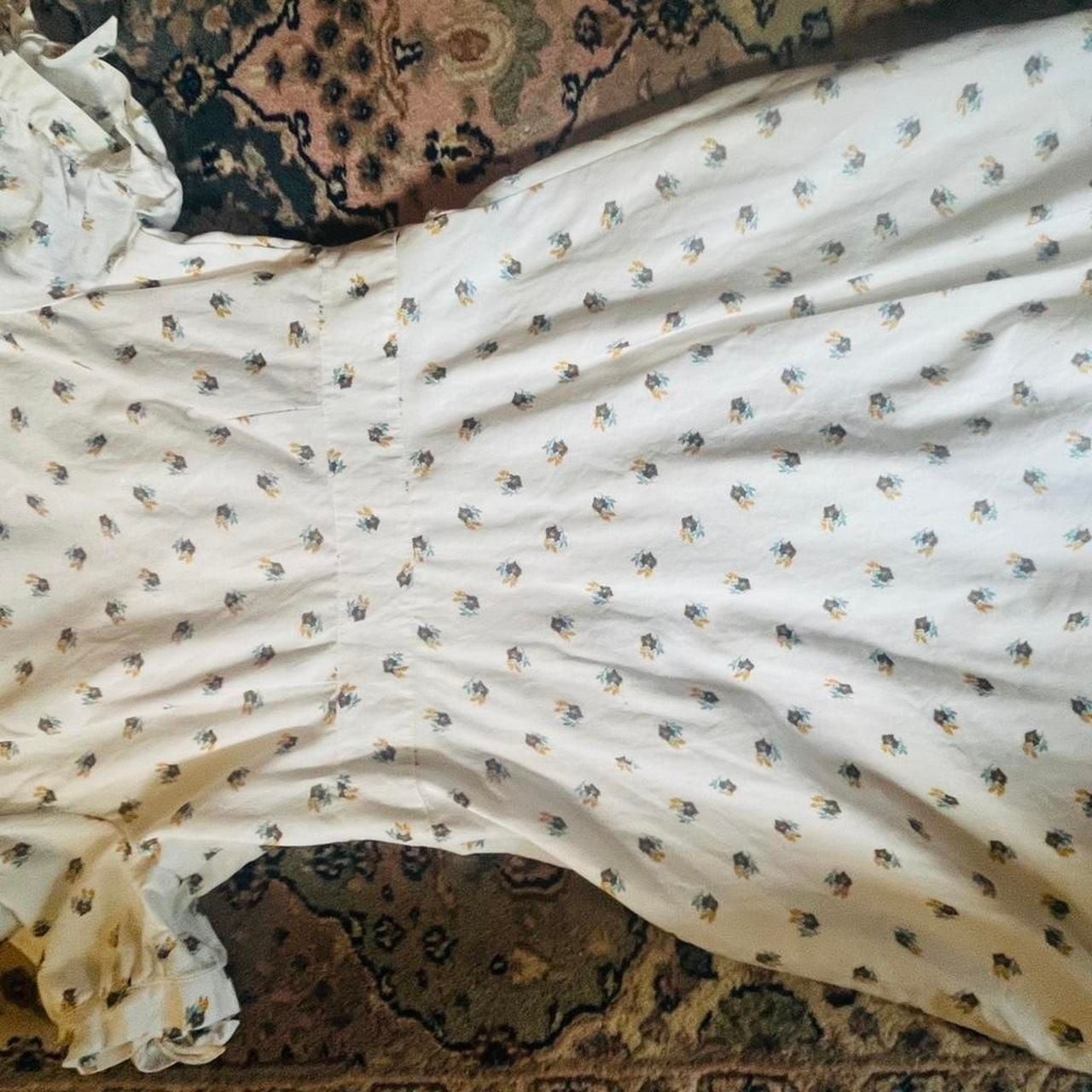 Gap Linen Cotton Floral Button Front Puff Sleeve Dress