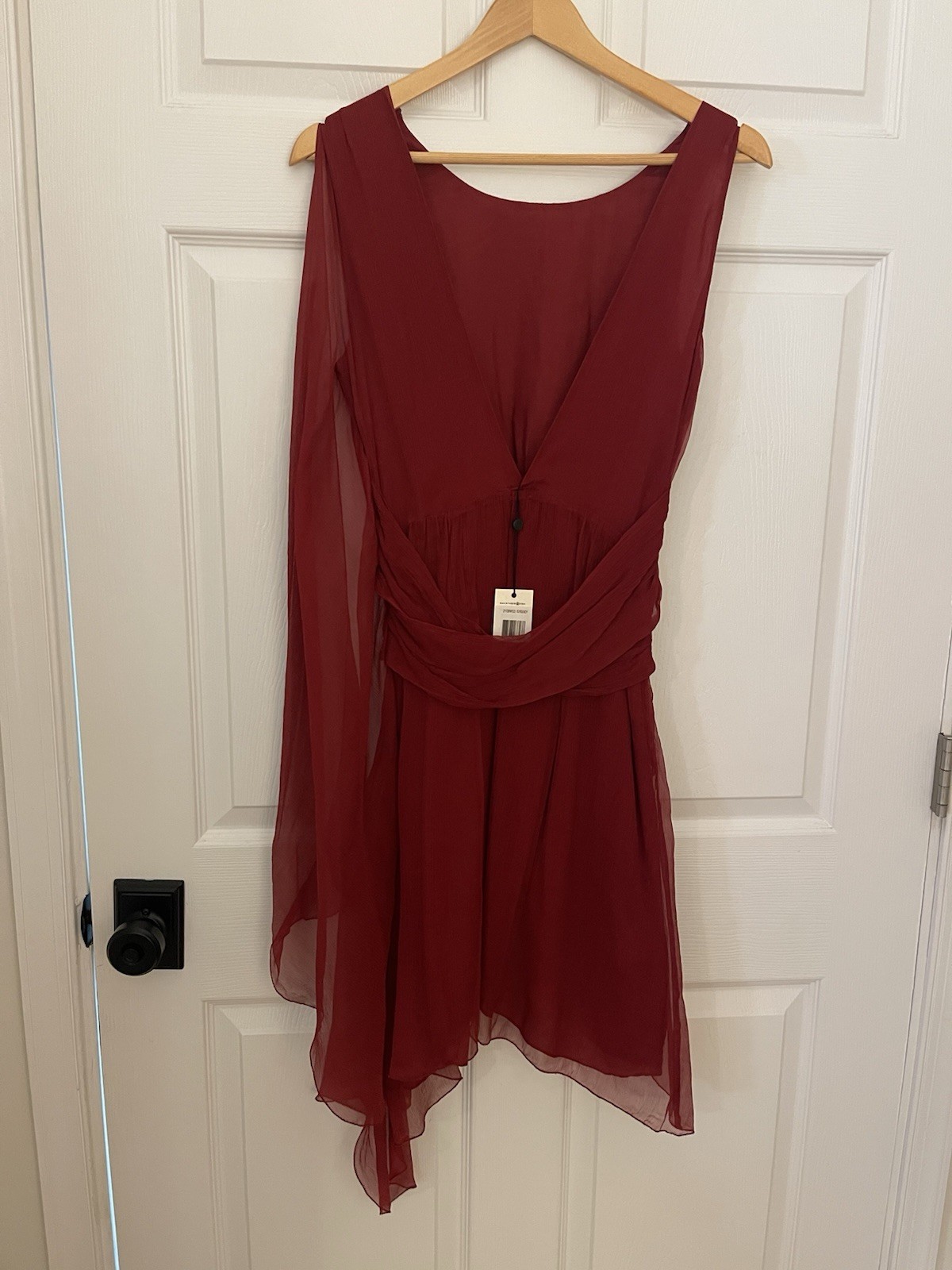 Leon Max Limited Edition 100% Silk Elegant Fairytale Dress Size 10 Burgundy Wine