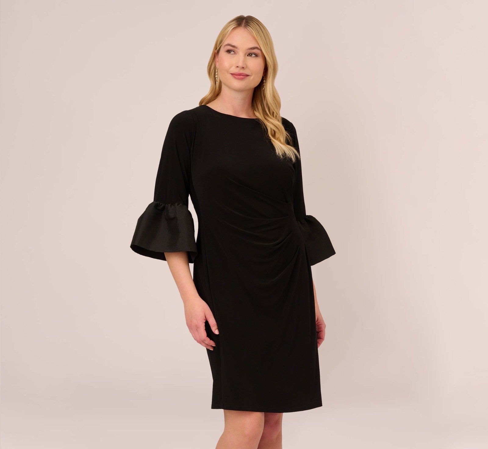 Adrianna Papell Women’s Gathered-Waist Bell-Sleeve Dress – Black Size 18W NWT