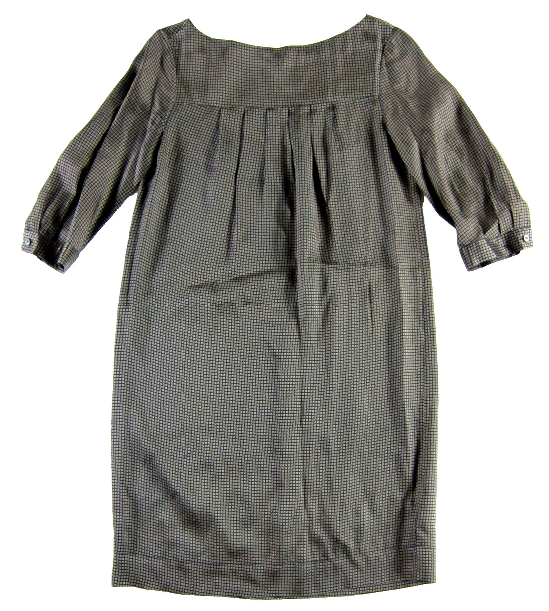 Martin + Osa Rayon Blue Brown Plaid 3/4 Sleeve Shift Tunic Shirt Dress XS