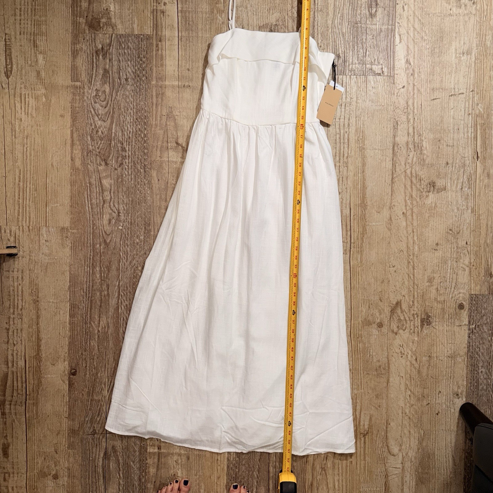 Halogen Spaghetti Strap Dress Size Small NWT White Lined Maxi