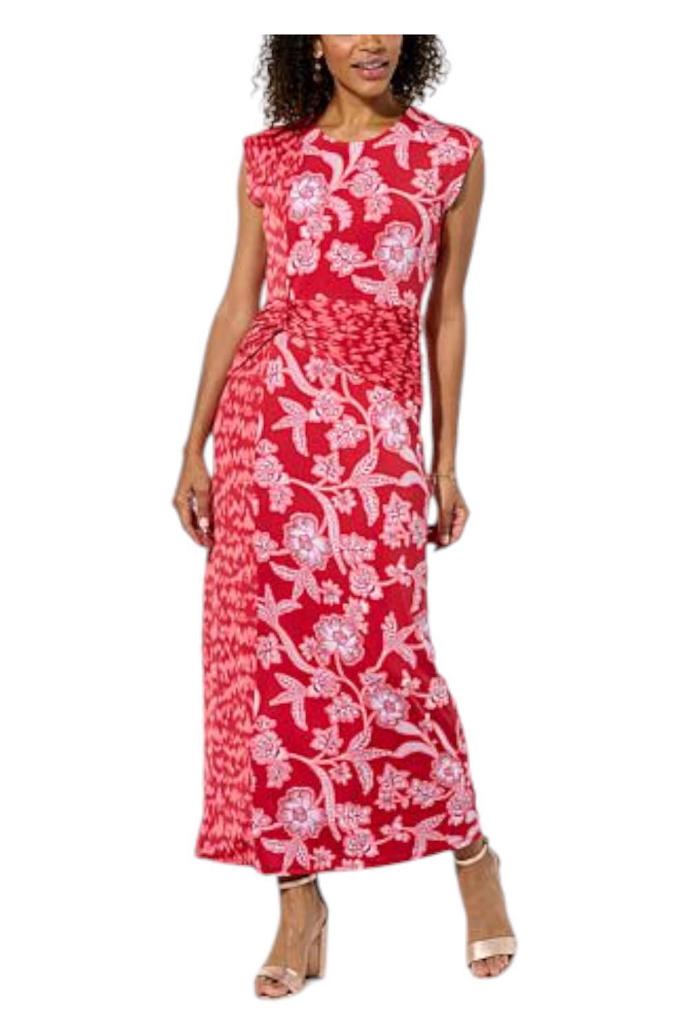 IMAN Women’s Global Chic Cap-Sleeve Draped Detail Dress Red