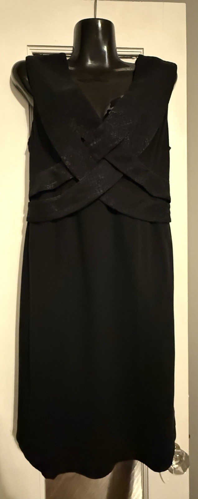 Black Halo Textured Snake Print Criss Cross Front Sheath Dress Black 4