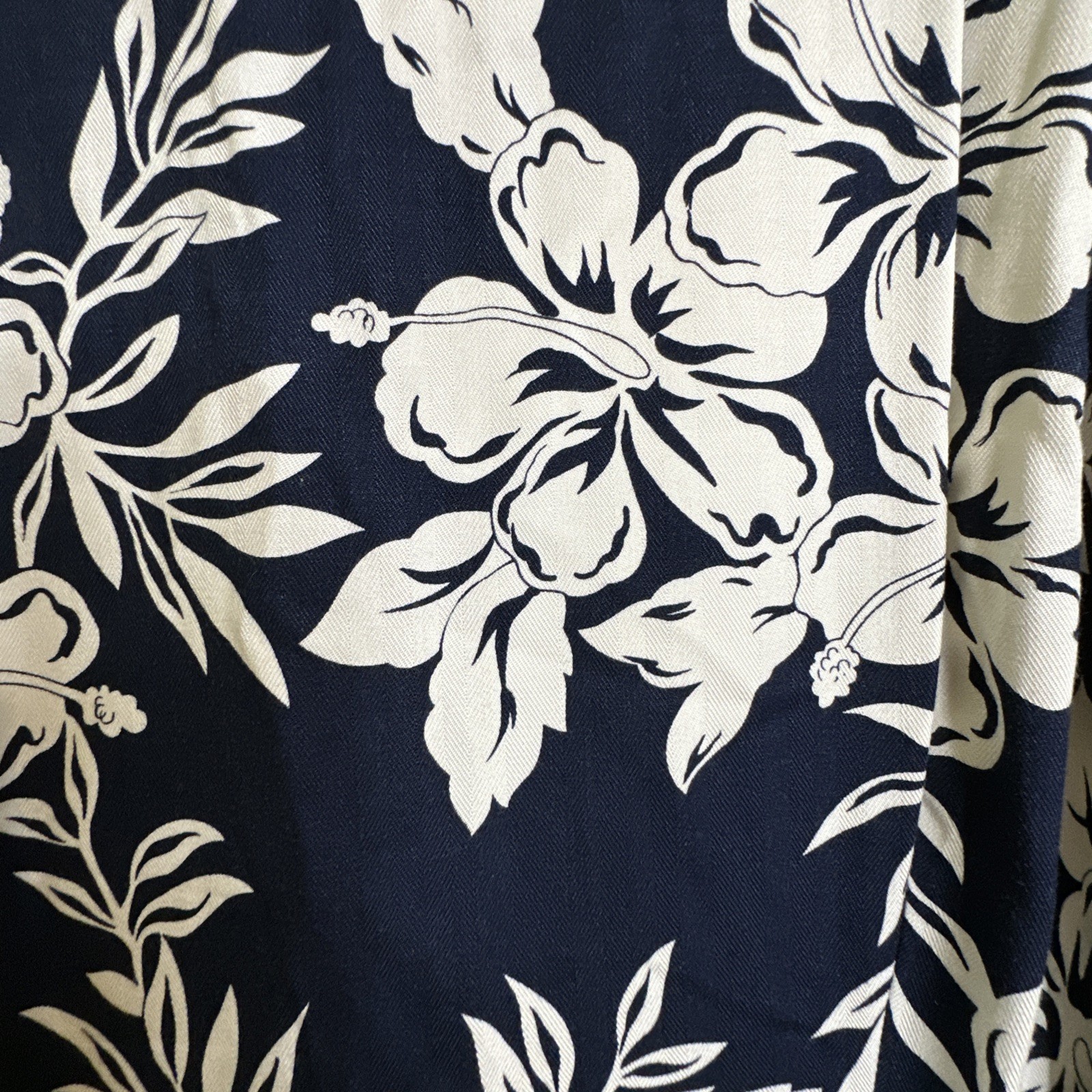 Caribbean Joe Faux Wrap Sleeveless Floral Hibiscus Blue Cream Summer Dress M