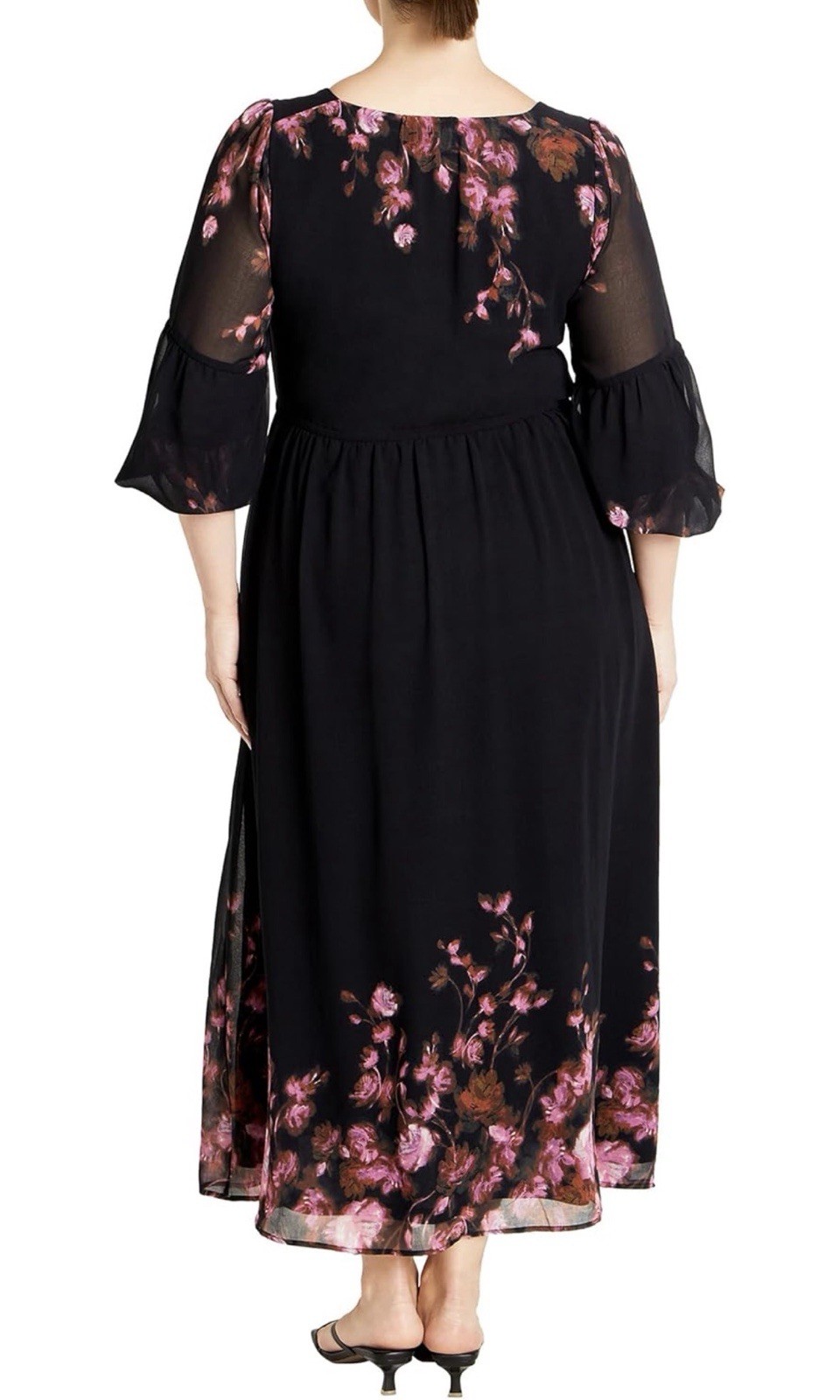 City Chic Womens Romance Border Maxi Dress Size 22 Black