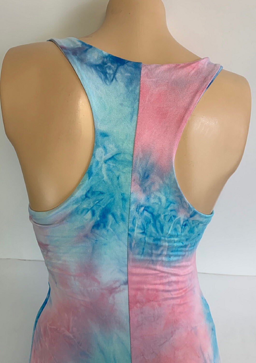 Dress Tie Dye Racerback Lined Body Contour Scooped Neck Summer Pastels S M L XL