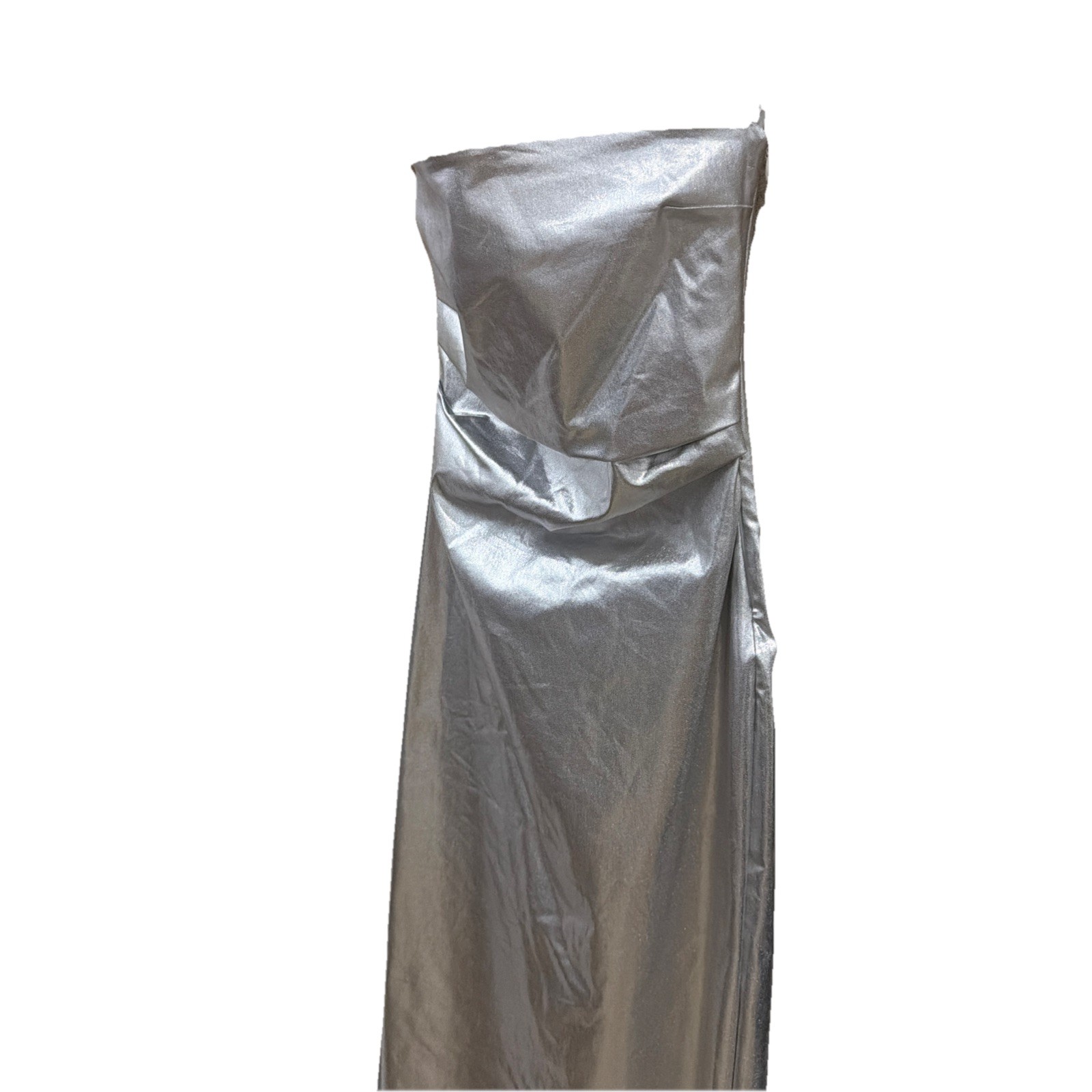NWT! Zara Silver Fitted Strapless Bodice Long Semi Formal Party Dress Size XS