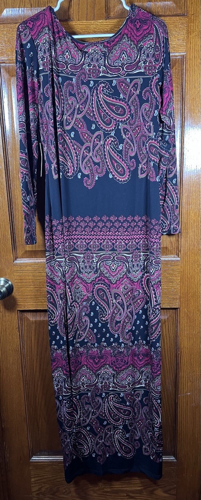 Vertigo M Dress Paisley Stripe Red & Black NWT