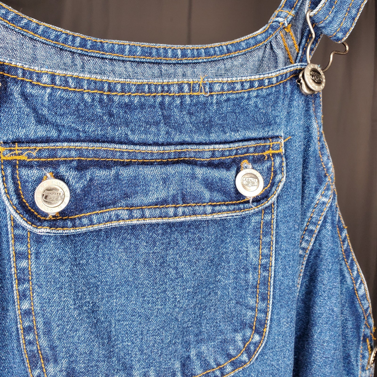Vtg Route 66 Bib Overalls Maxi Denim Dress 15/16 Grunge Modest 90s Y2K