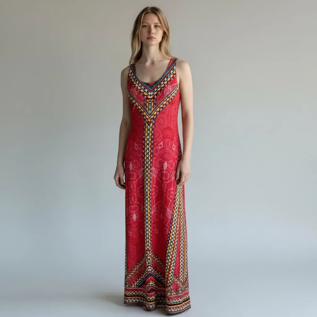 Charlotte Russe Tribal Print Strappy Back Maxi Dress Women’s M