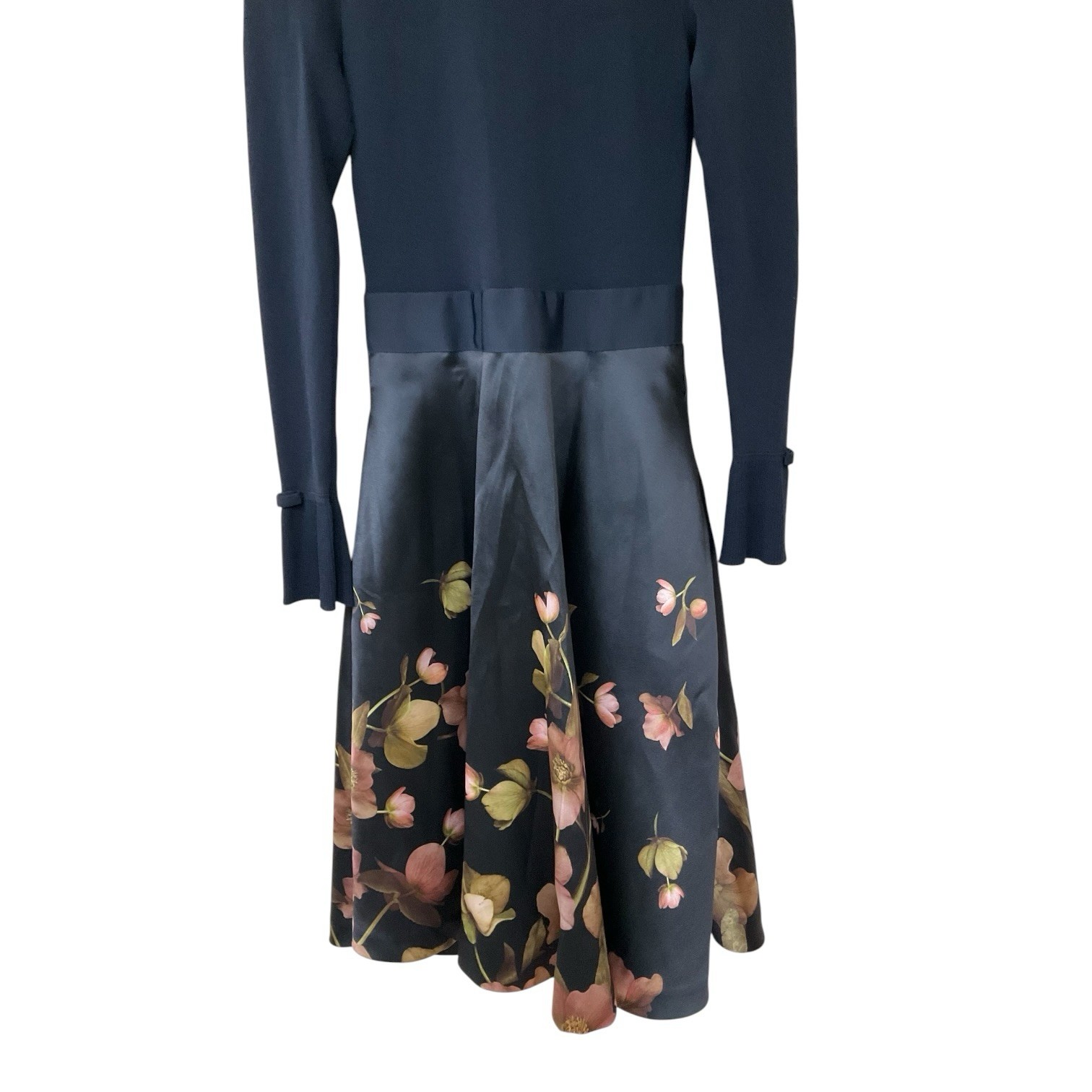 Ted Baker Seema Arboretum Knitted Bodice Dress Navy Blue Floral 1