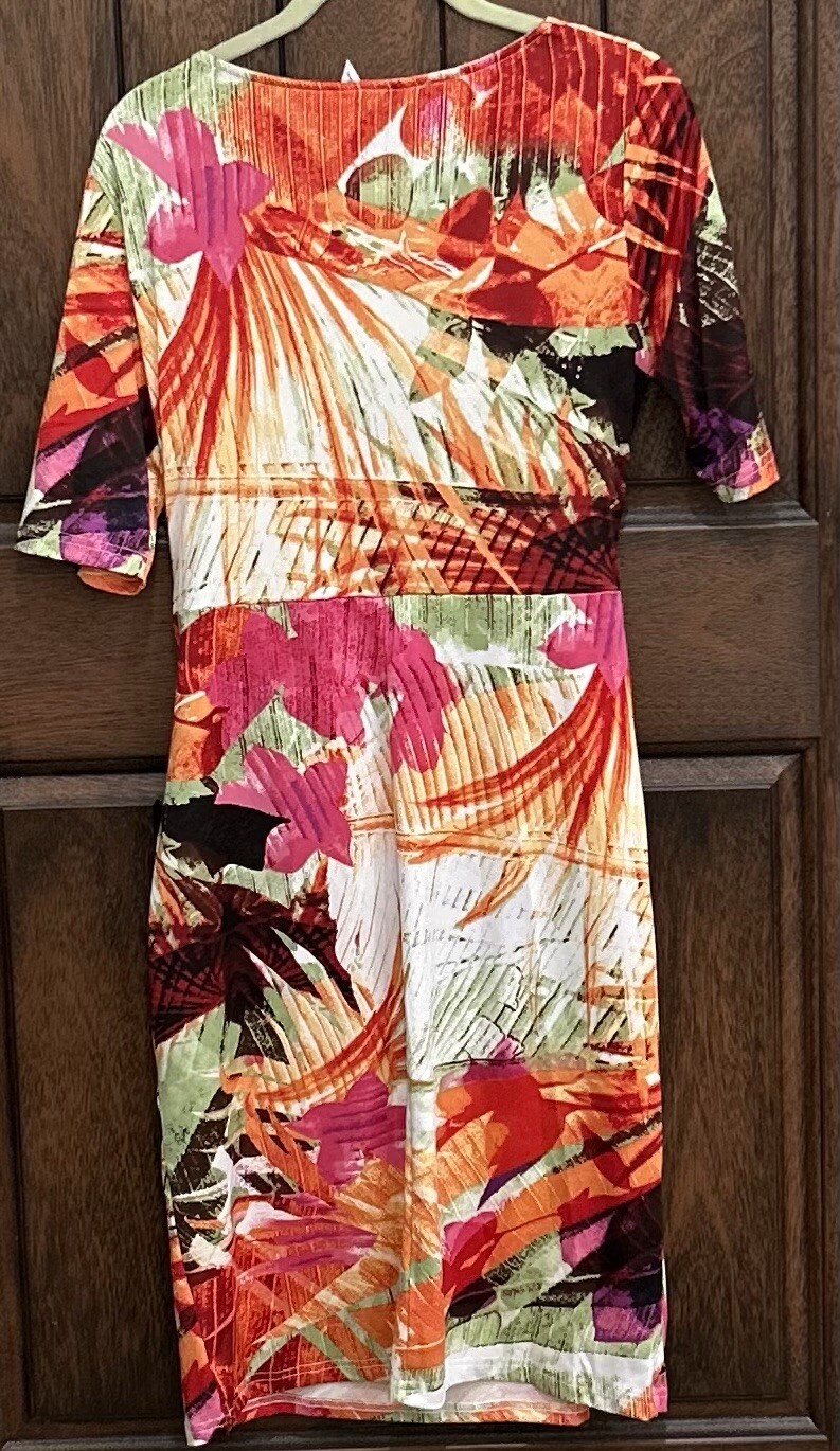 NY COLLECTION Women’s Dress Size Medium Multicolor Short Sleeve Ruched Wrap NWT