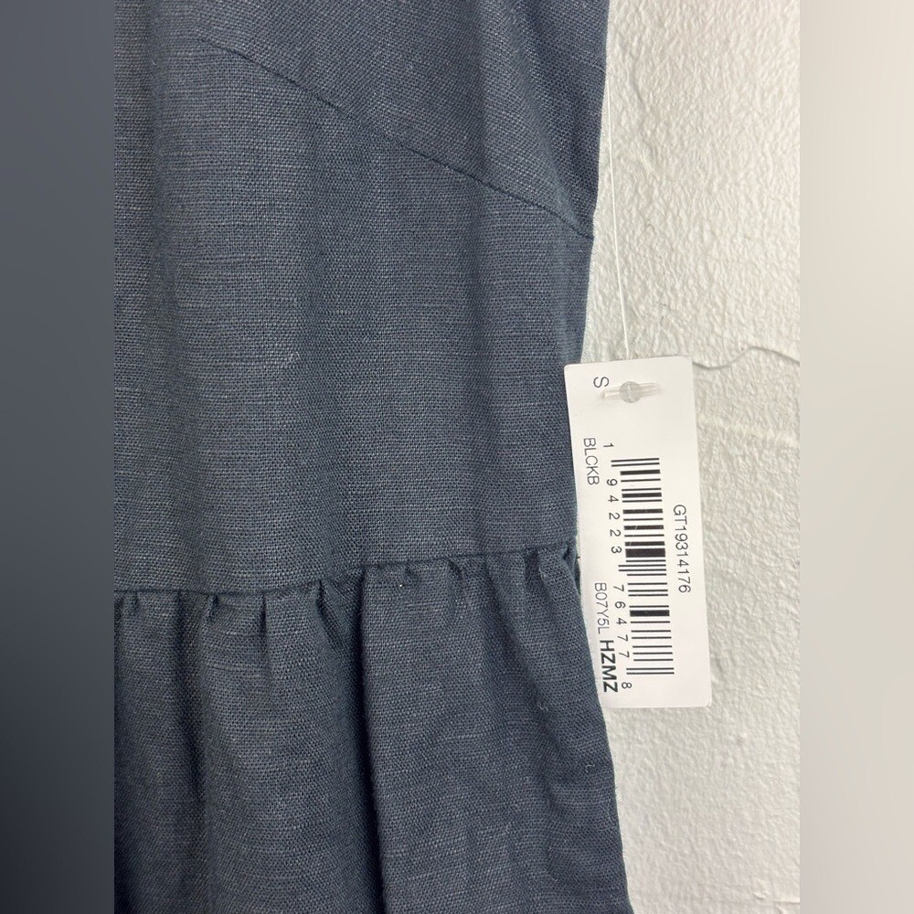 GOODTHREADS Linen Short Dress Black Mini Flutter Sleeve NEW V Neck Women’s Small