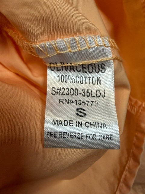 Olivaceous Light Orange Puff Sleeve Sweetheart Neckline Babydoll Dress Size S