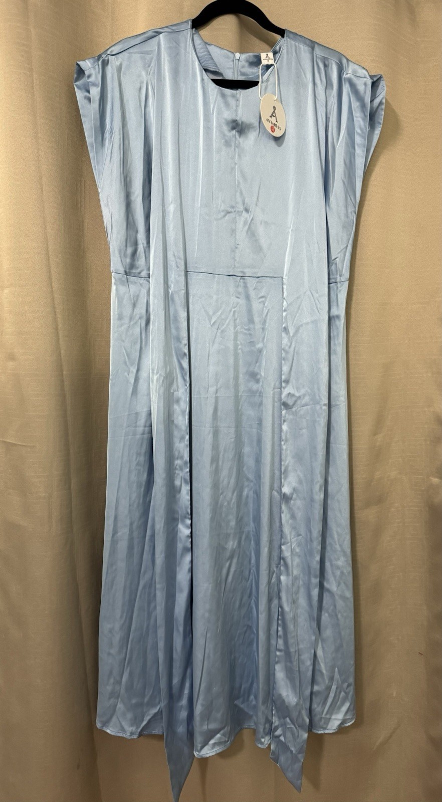 ANRABESS Women’s Summer Satin Cap Sleeve Wrap Elegant A-Line – Medium