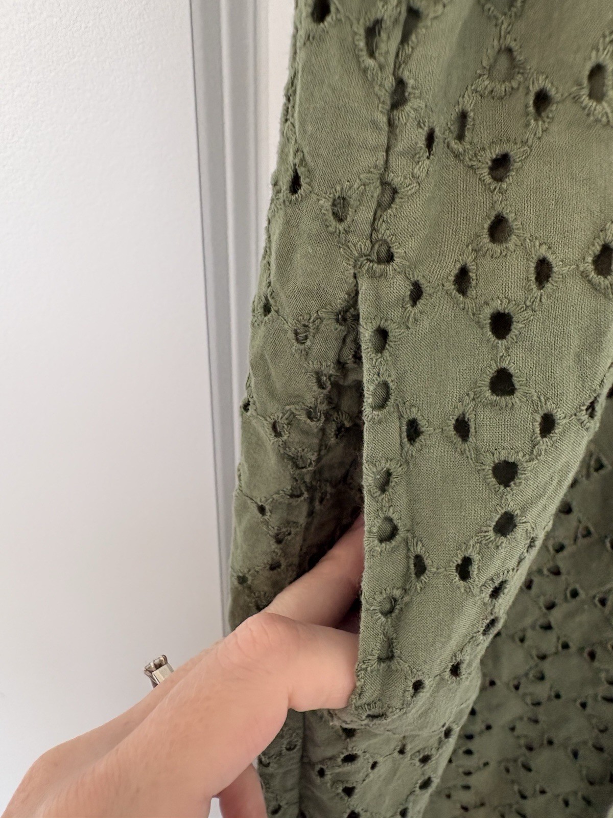 Gap Cypress Green Lace Eyelet Shift Dress size S Tall