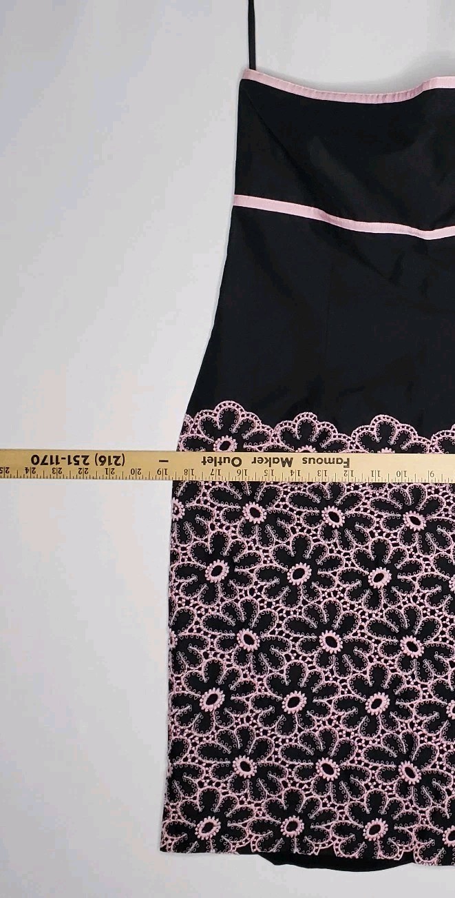 Cynthia Steffe Dress Medium Y2K Embroidered Flower Black Pink Whimsygoth Y2K