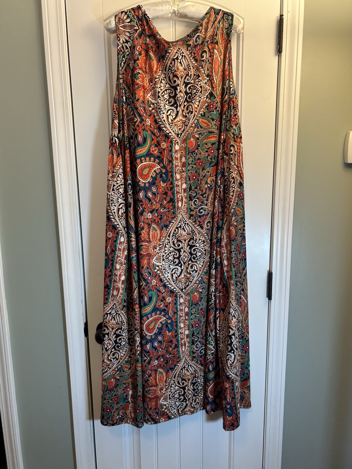 Unbranded Plus Size 5XL Boho Paisley Comfort Dress Colorful Stretch Flowy Long
