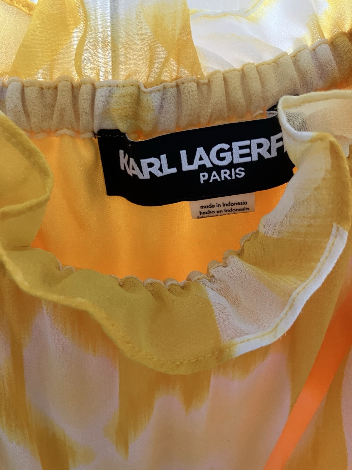 Karl Lagerfeld yellow and white Floral Off Shoulder Dress 10