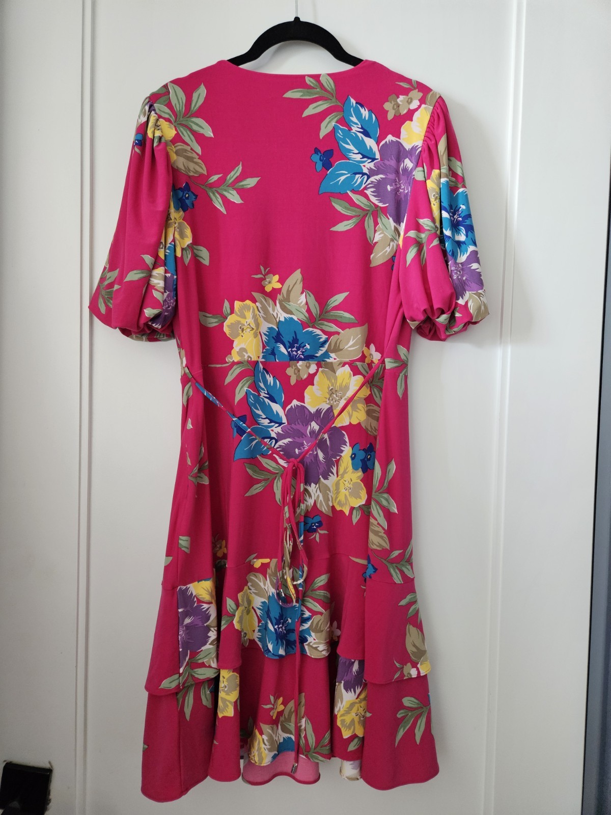 NWT! Lauren Ralph Lauren Pink Floral Jersey Wrap Dress Short Sleeve Ruffle 10P