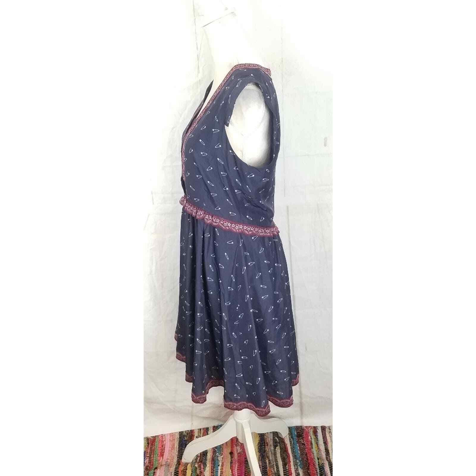 Pink martini blue safety pin pattern picadilly pinup style dress size medium