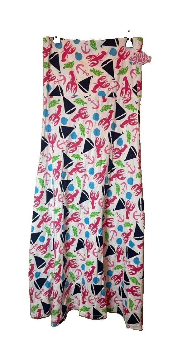 NWT Lolly Wolly Doodle XXL Strapless Maxi Dress Nautical Lobster Preppy Resort