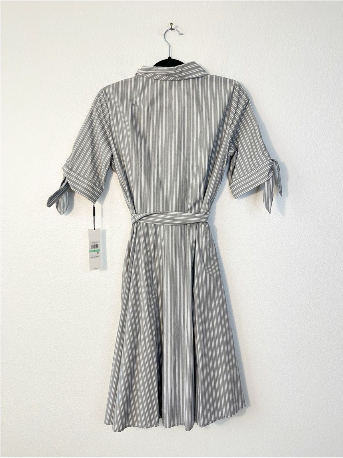 Calvin Klein Button Front Short Sleeve Bow Shirt Dress Size 8 NEW