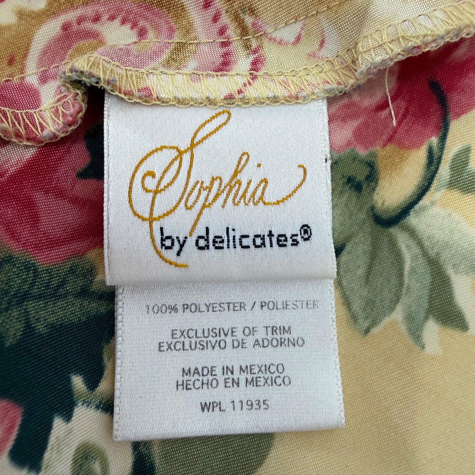 Sophia by Delicates Floral Silky Split Thigh Floral Elegant Slip Dress Size XL