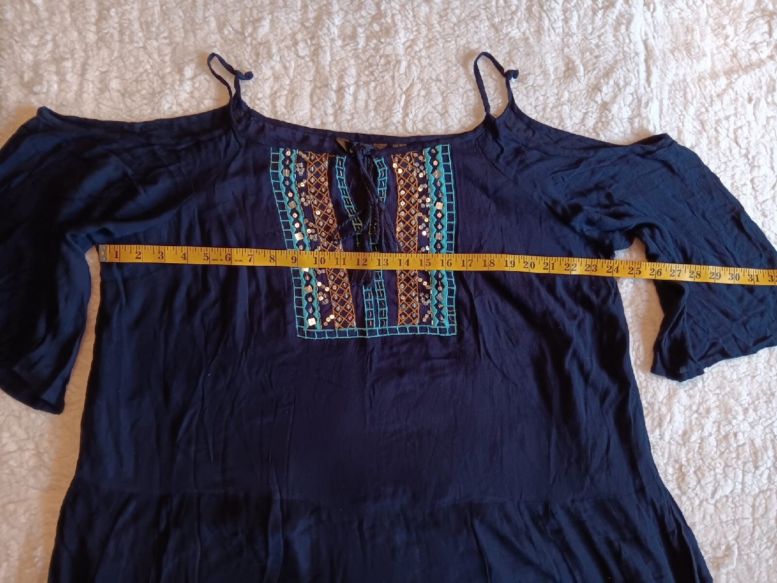 Miles Gabrielle Midi Dress Womens 1X Blue Spaghetti Strap Open Shoulders