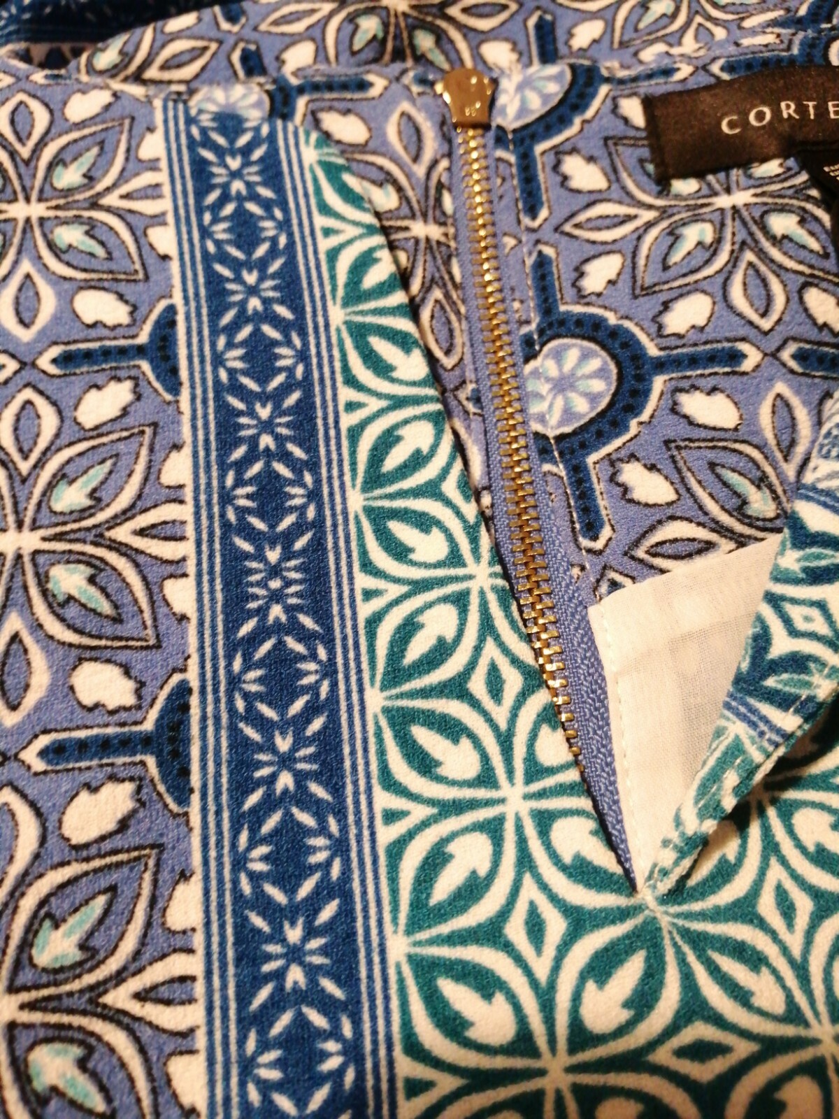 Cortefiel Blue Pattern Tunic Dress Size 14