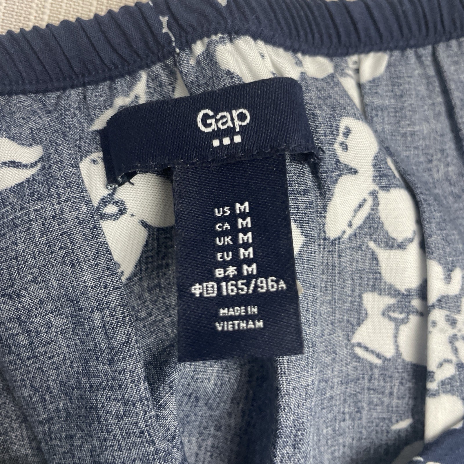 Gap One Piece Navy Blue& White Medium Floral Spaghetti Strap V Neck Pockets