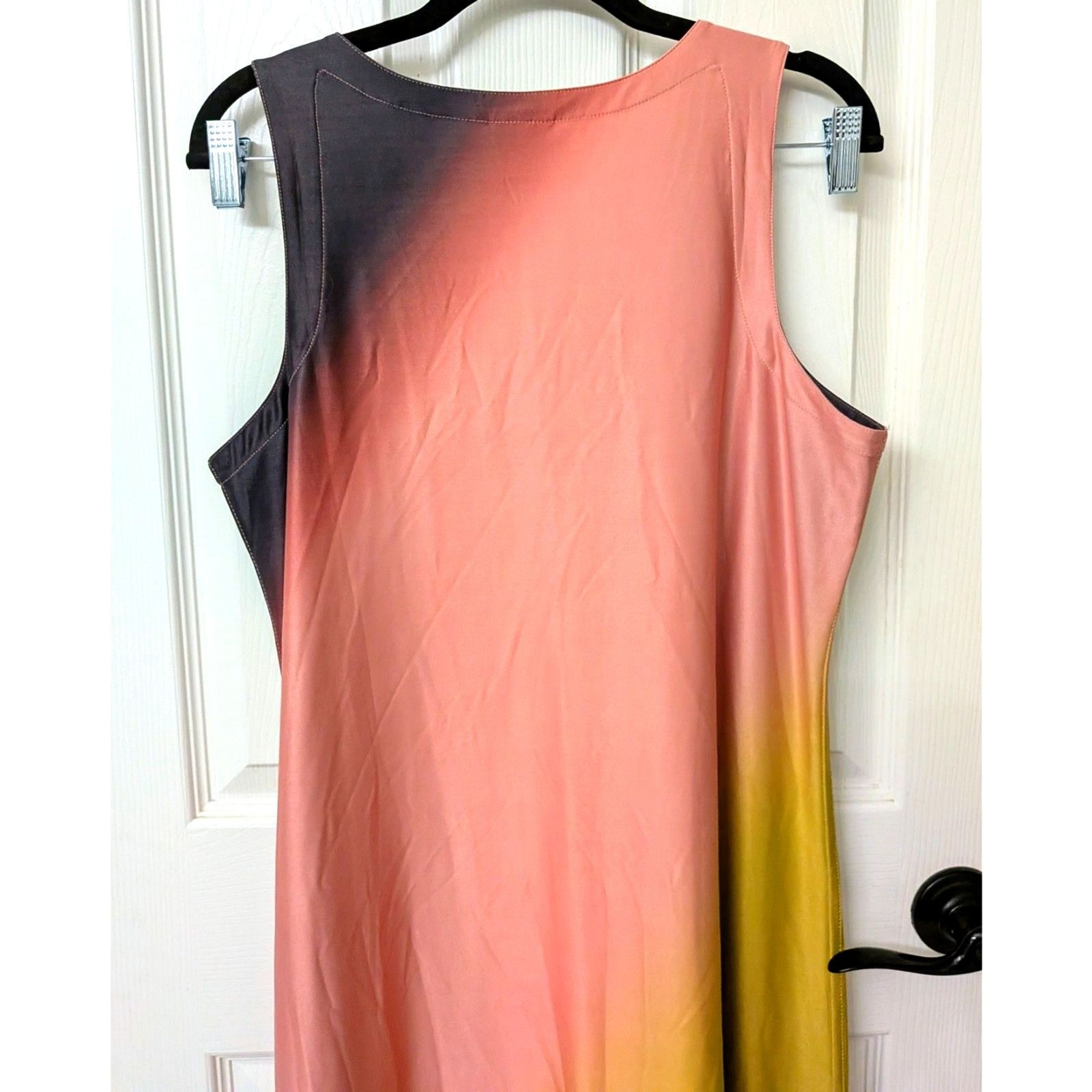 Reversible & Adjustable V-Neck Dress in Dark Grey, Pink & Yellow | SZ Large