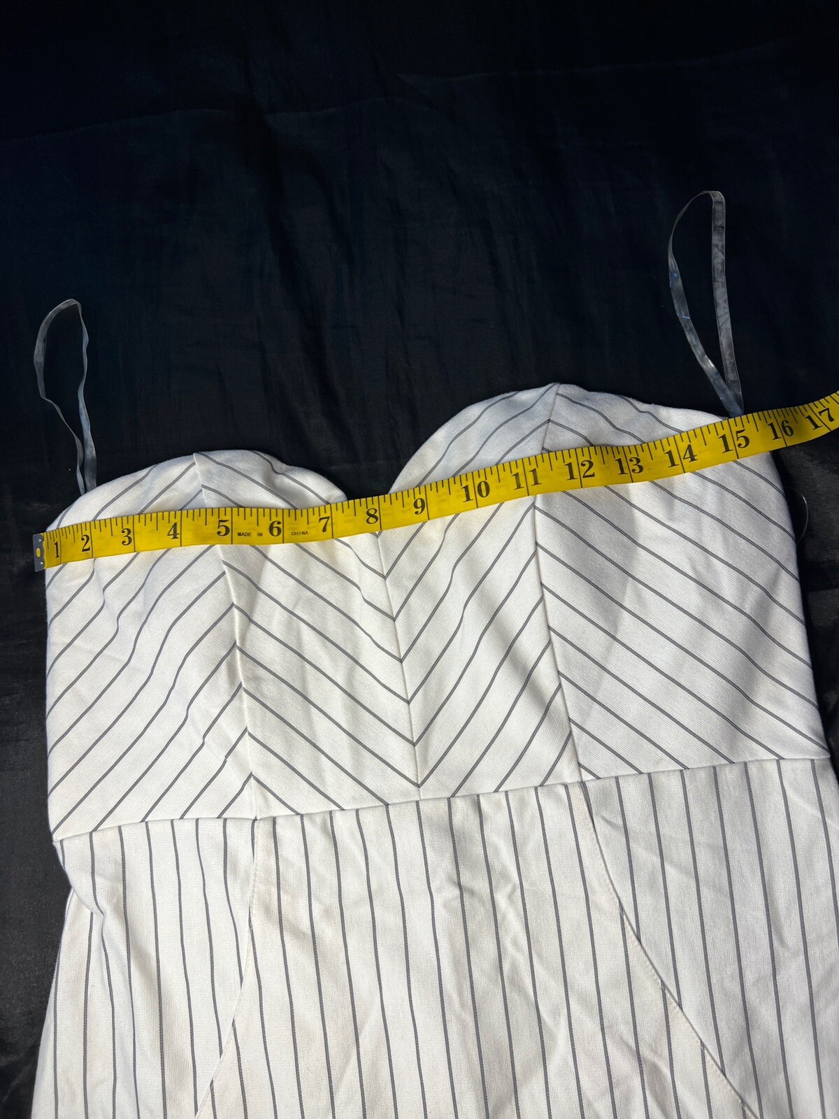 Strapless Pin Stripe Stretch Zip Back Bodycon Pencil Dress NWT Large