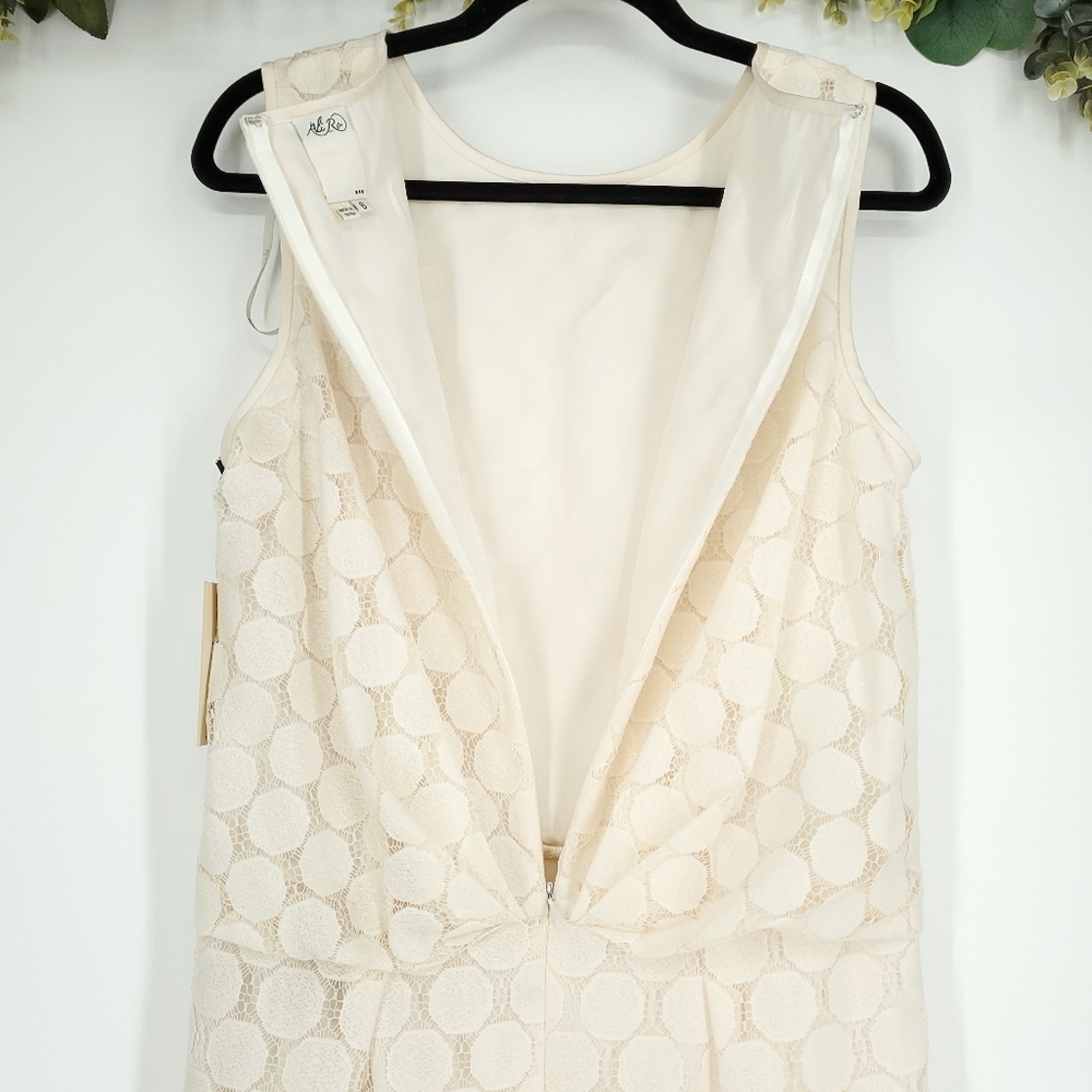 Ali Ro Dot Lace Knot-Front Sleeveless Off White Dress Size 6 NWT