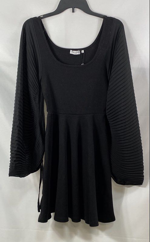 Opening Ceremony Women’s Black Plisse Fit And Flare Dress Long Sleeve Sz S NWT