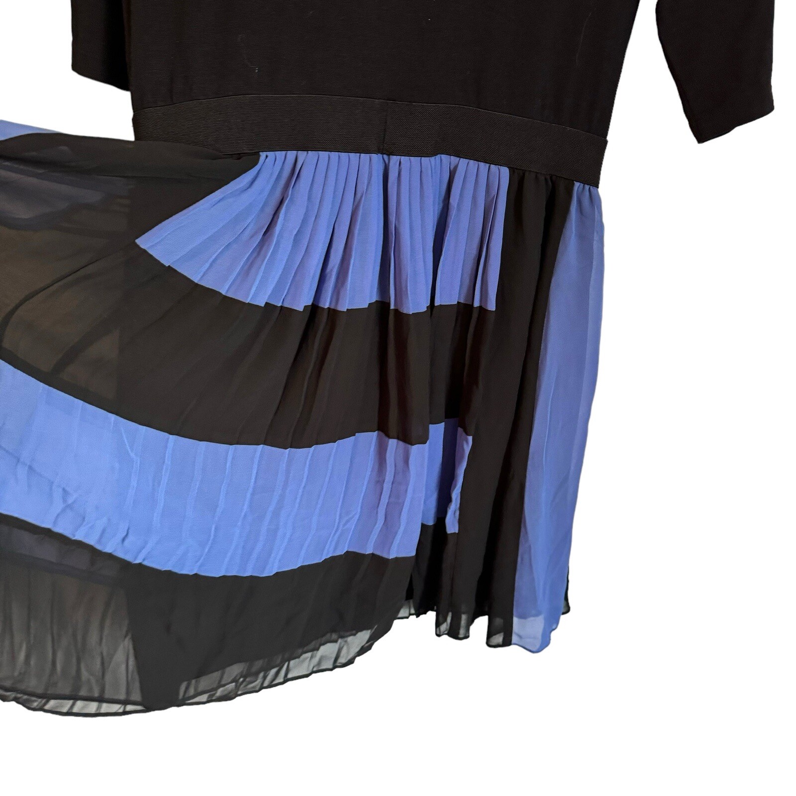 Max & Cleo Dress Size L Black Multi Pleated Fit And Flare Women Dress