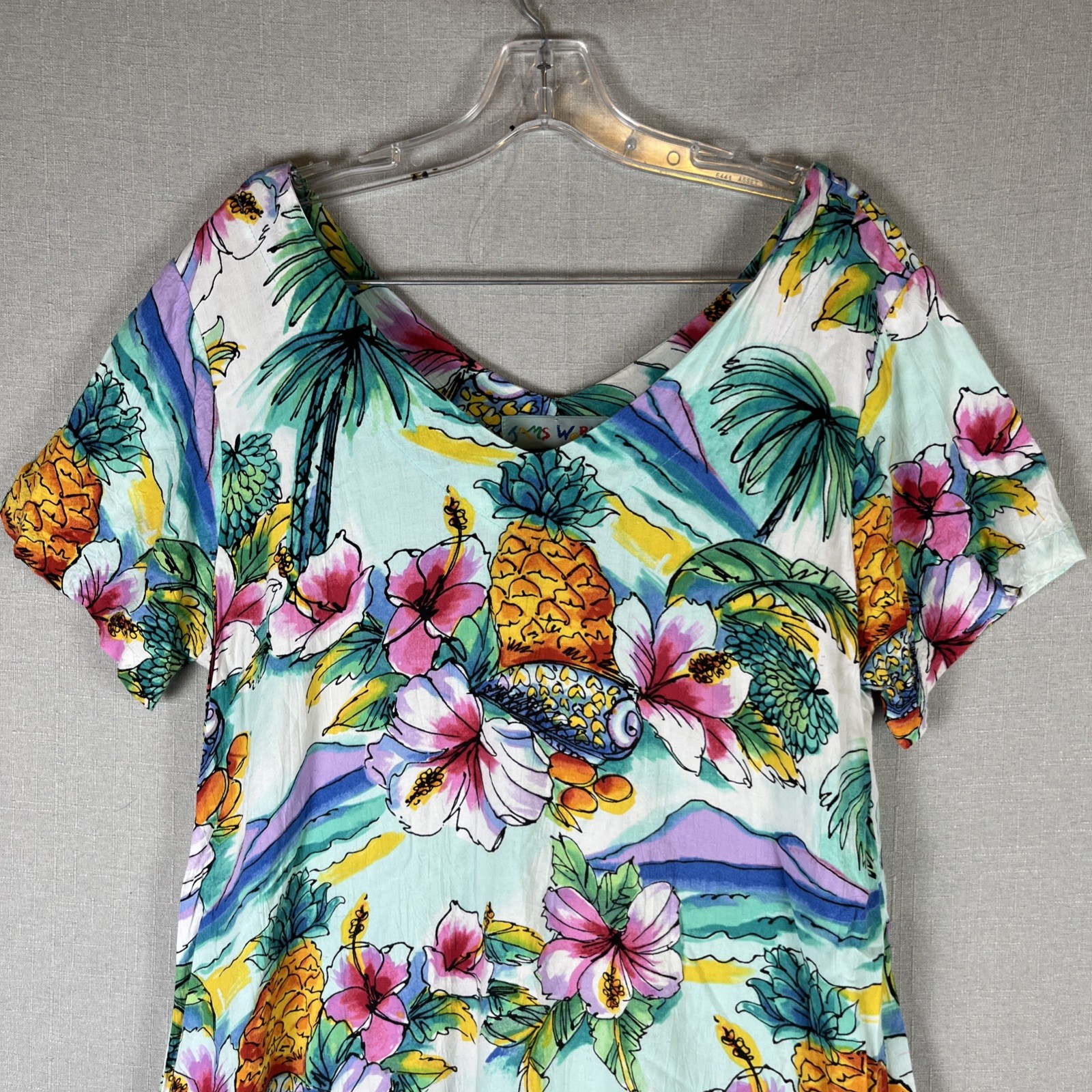 Jams World Mini Dress Womens L Shellbiscus Coloruful Floral Hawaiian Tropical