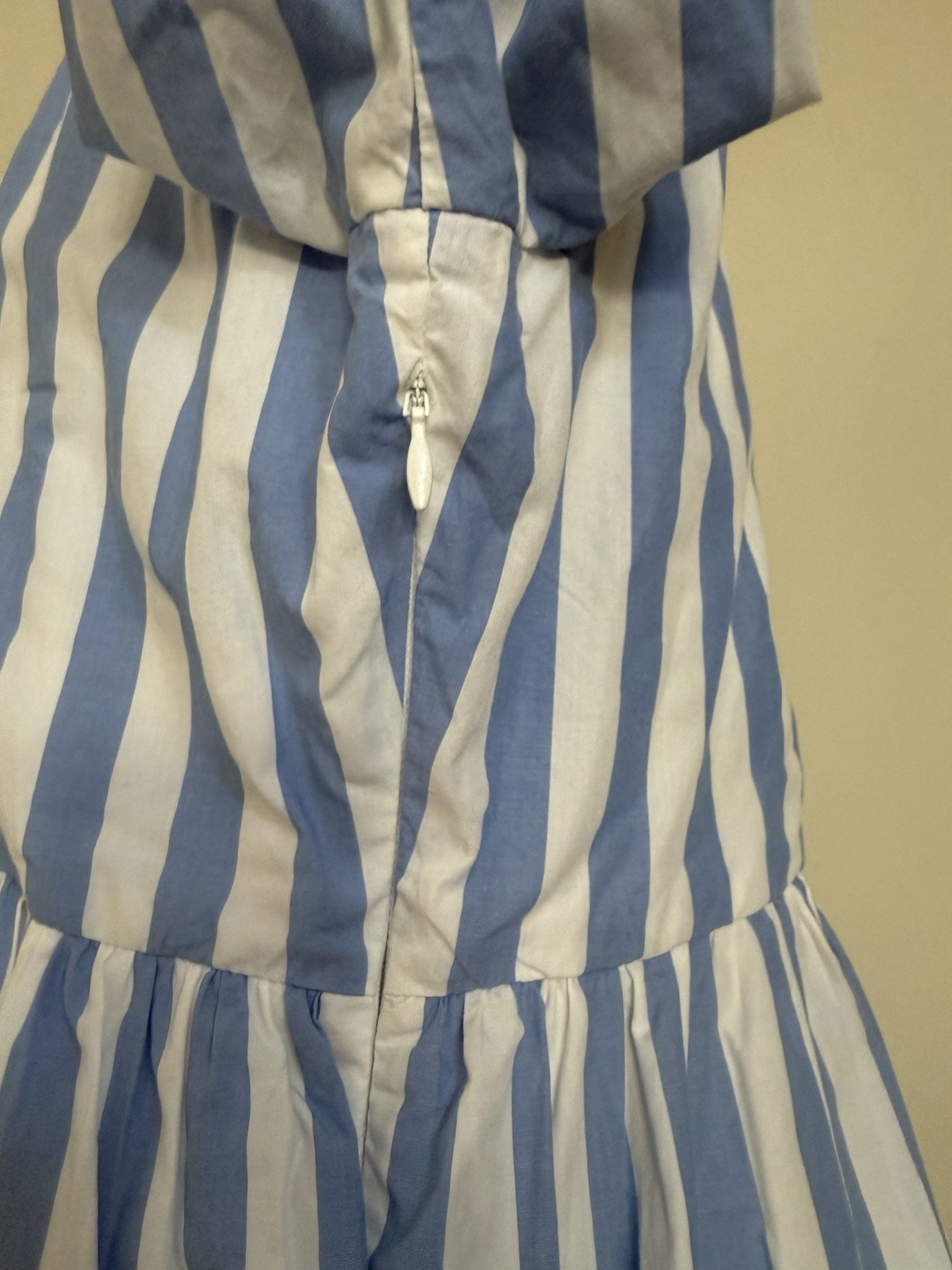 J. Crew SMALL Blue White Tiered Cotton Poplin Dress in Barrie Stripe