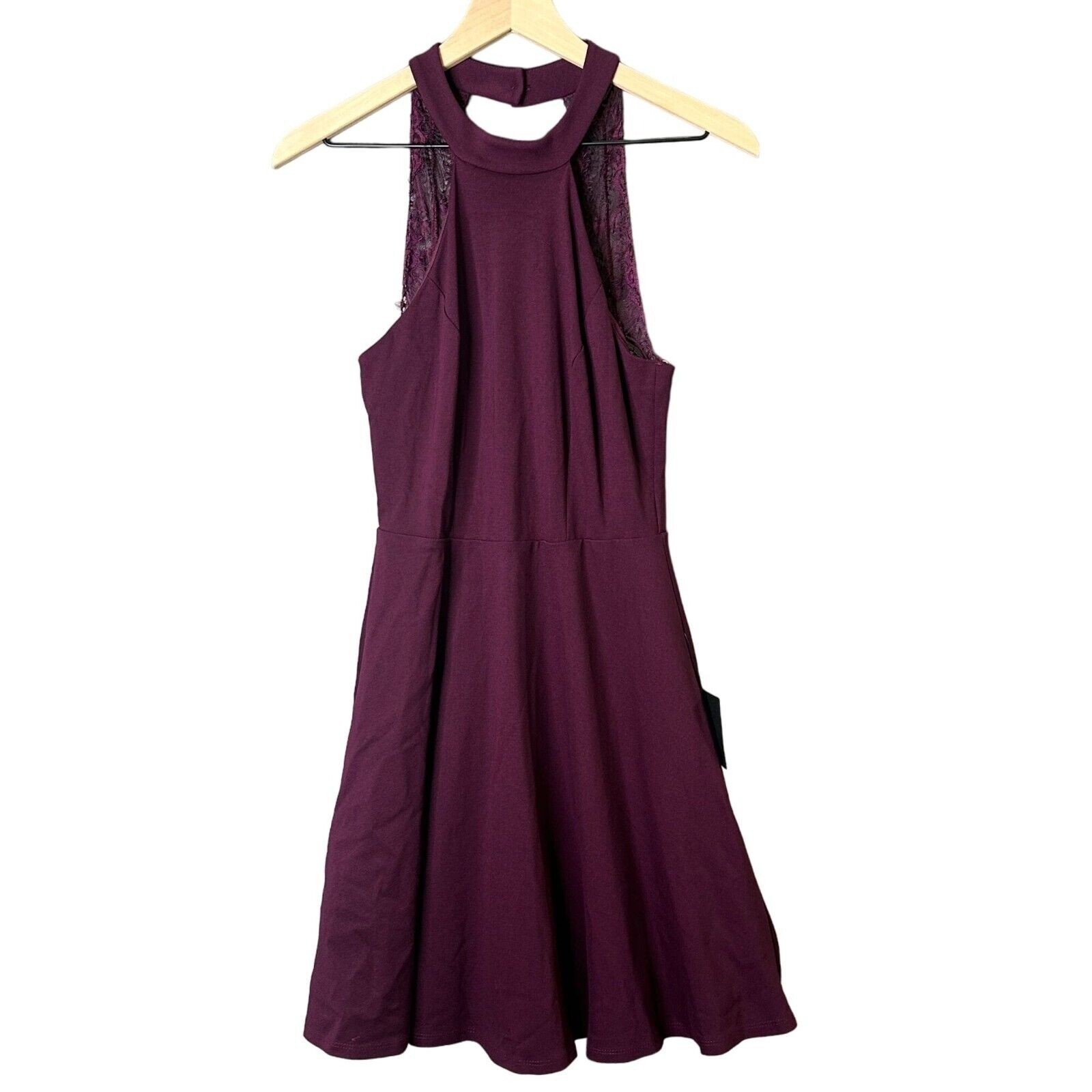 Lulus Womens Medium Purple Lace Fit Flare Dress Short Cocktail Party New