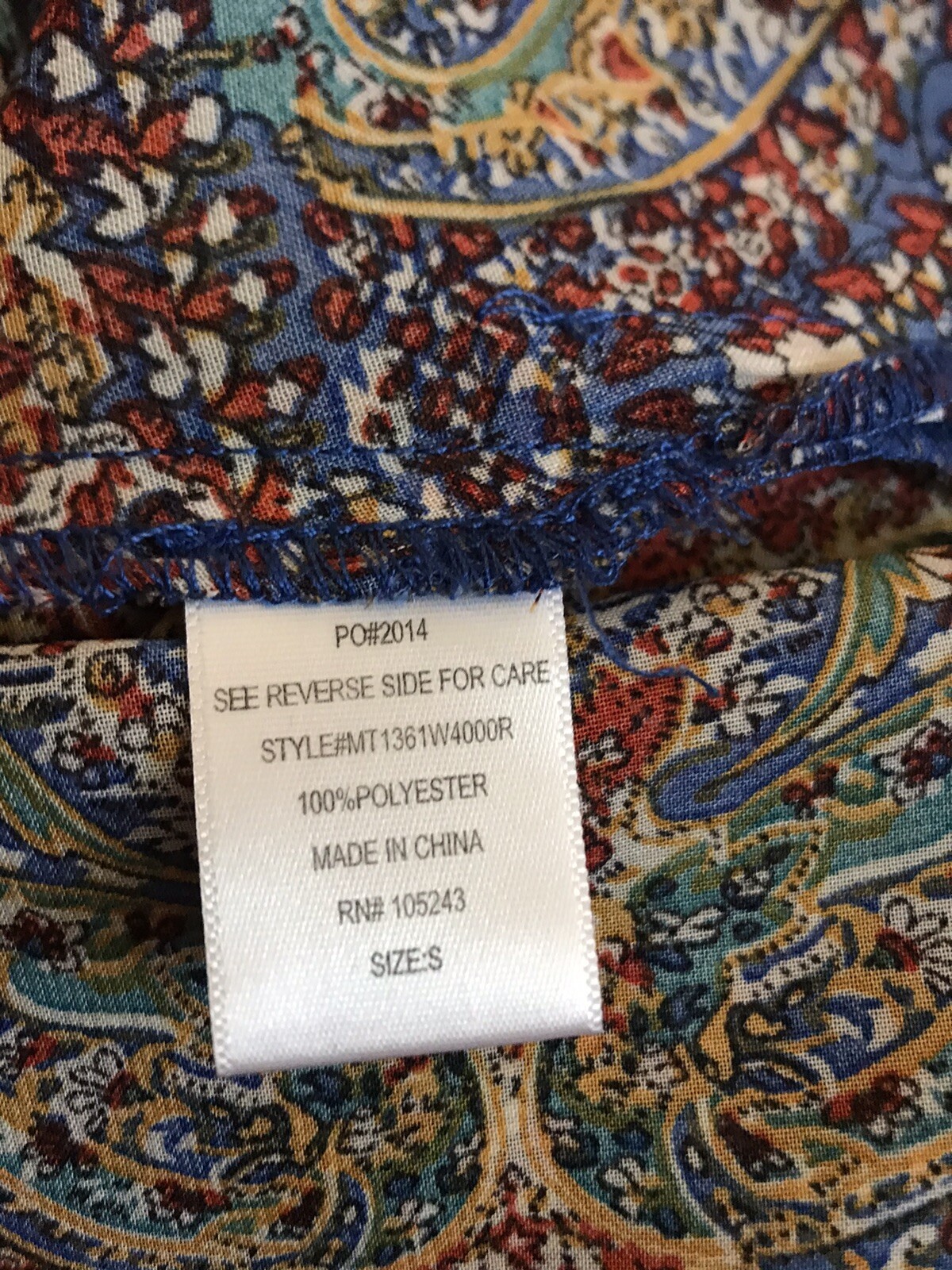 Bobeau Small Tunic Dress Blue & Green Long Sleeve Semi Sheer Lightweight